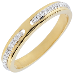 Alianza Promesa - dos oros 18 quilates y diamantes - pequeño modelo