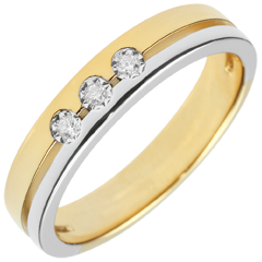 Fede Olympia Trilogy - modello piccolo - Oro bianco e Oro giallo - 18 carati - 3 Diamanti 