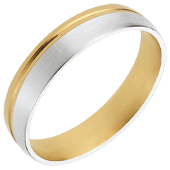 Fede nuziale - Isidoro - Oro bianco e Oro giallo - 18 carati 