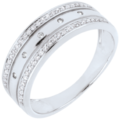 Anello Fantasmagoria - COrona Stellare - modello grande - Oro bianco e Oro rosa - 18 carati - 55 Diamanti - 0.18 carati
