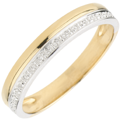 Fede nuziale Eleganza - Oro giallo e Oro bianco - 9 carati