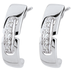 Orecchini Unione senza tempo - Oro bianco - 9 carati - 10 Diamanti
