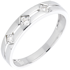 Anello Trilogy Losanghe - Oro bianco - 18 carati - 3 Diamanti