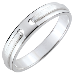 Anello Promessa - tutto oro - oro bianco spazzolato - 18 carati.