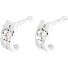 Boucles d'oreilles Double rang or blanc 18 carats et diamants