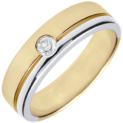 Alliance Olympia Diamant - Grand modèle - bicolore - or blanc et or jaune 9 carats