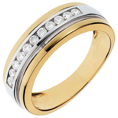 Bague Féérie - Solaire - 0.24 carat - 11 diamants - or blanc et or jaune 18 carats