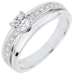 Bague de Fiançailles Solitaire Destinée - Ma Reine - grand modèle - or blanc 18 carats - diamant 0.33 carat