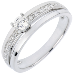 Bague de Fiançailles Solitaire Destinée - Ma Reine - Petit Modèle - or blanc 18 carats - diamant 0.20 carat