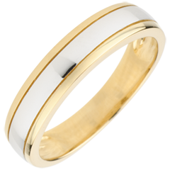 Alliance Horizon bicolore - or blanc et or jaune 9 carats