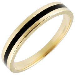 Alliance or Homme Clair Obscur - Une ligne - or jaune 9 carats et laque noire