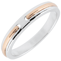 Alliance Promesse - petit modèle - or blanc et or rose 18 carats