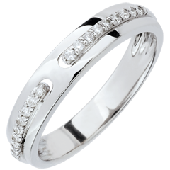 Alliance Promesse - or blanc 9 carats et diamants - grand modèle