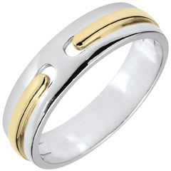 Alliance Promesse - tout or - très grand modèle - or blanc et or jaune 18 carats
