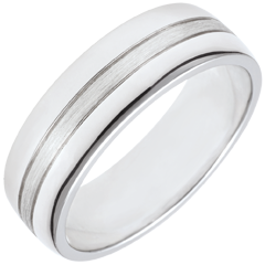 Brushed Gold Star Wedding Band - Large Model - 18 carats