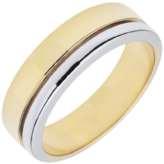 Bi-colour Gold Diamond Olympia Wedding Band - Large Model - 18 carats
