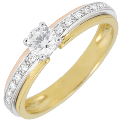 Bague de Fiançailles Solitaire Destinée - Ma Reine - Petit Modèle - 3 ors - trois ors 18 carats