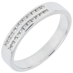 Alliance Or Blanc Semi Pavée - Serti Rail 2 Rangs - or blanc 18 carats