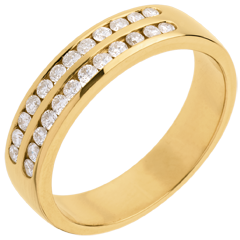 Half eternity ring gold semi-paved double channel - 0.36 carat - 24 diamonds