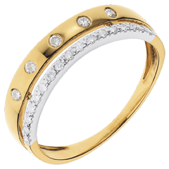 Anneau Féérie - Couronne d'Étoiles - petit modèle - or blanc et or jaune 18 carats