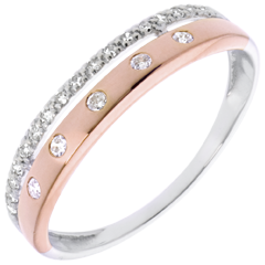Anneau Féérie - Couronne d'Étoiles - petit modèle - 22 diamants - or blanc et or rose 18 carats