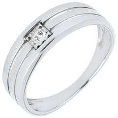 Triple line Ring - White gold 