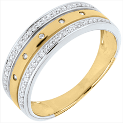 Ring Enchantment - Crown of Stars - large model - yellow gold, white gold and diamonds - 9 carat
