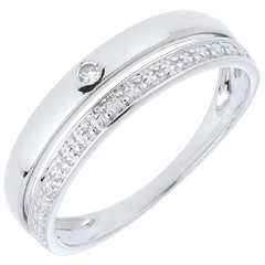 Pretty Wedding Ring - White gold - 9 carats