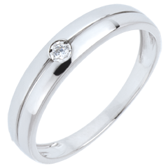 Bague Edenité or blanc 9 carats et diamant - diamant 0.022 carat