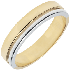 Bi-colour Gold Olympia Wedding Band - Medium Model - 18 carats