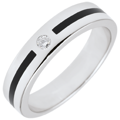 Wedding Ring Clair Obscure - Line Diamond - Small size - black lacquer - 18 carat
