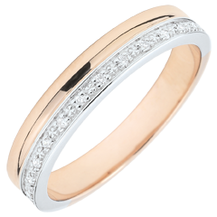 Verighetă Eleganţă aur alb şi aur roz de 18K