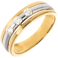 Trilogie Eclipsă - 3 diamante de 0.24 carate - aur alb şi aur galben de 18K