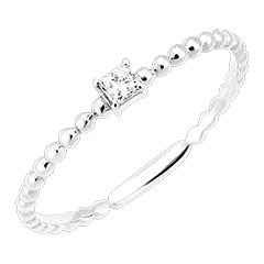 Inel Prospețime - Solitaire Bule Prințesă - aur alb de 18 carate și diamante