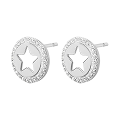 Cercei Stellar - aur alb de 9 carate și diamante.