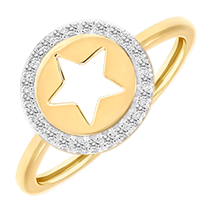 Inel Stellar - aur alb și aur galben de 9 carate și diamante.