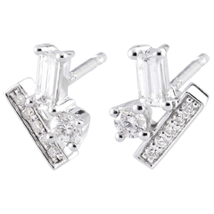 Cercei Diamante brumate - aur alb de 18k
