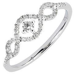 Inel Abundenţă - Spirale - aur alb 9K şi diamante
