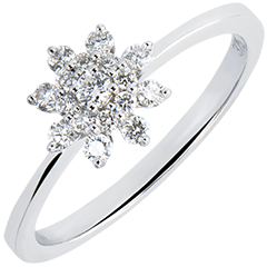 Inel Prospeţime - Floarea Piscurilor - aur alb 18K şi diamante