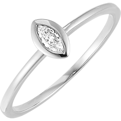 Inel Prospețime - Marchiză - aur alb de 9 carate și diamant