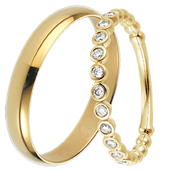 Pure & Fleur de Sel Ringenset – Geelgoud & Diamanten – 18 karaat
