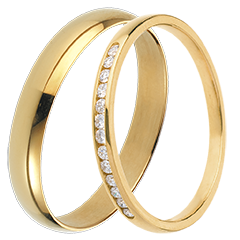 Pure & Serti Rail Wedding Ring Duo