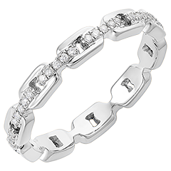 Bague Regard d'Orient - Maillon Cubain Diamants - or blanc 18 carats et diamants