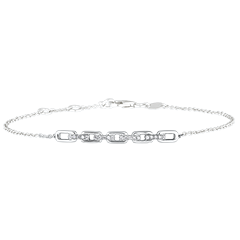 Bracelet Regard d'Orient - Maillon Cubain - or blanc 9 carats et diamants