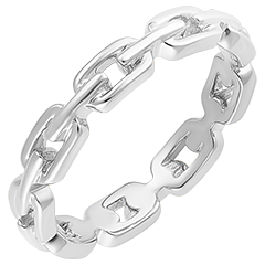 Bague Regard d'Orient - Maillon Cubain fin - or blanc 9 carats