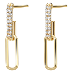Boucles d'oreilles Regard d'Orient pendants - Pia - 2 maillons - or jaune 18 carats et diamants