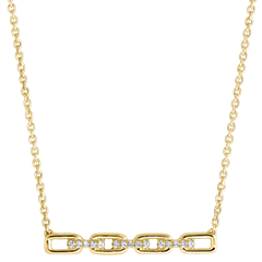 Orient Gaze Necklace - Cuban Link - yellow gold 9 carats and diamonds