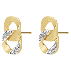 Boucles d'oreilles Regard d'Orient puces - Lia - or jaune 9 carats et diamants