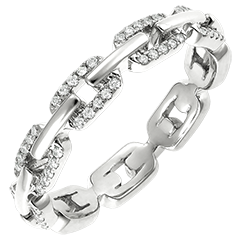 Orient Gaze Ring - Cuban Link Diamonds variation - white gold 9 carats and diamonds