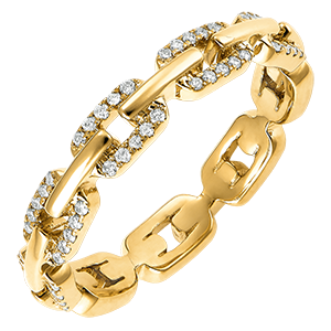 Orient Gaze Ring - Cuban Link Diamonds variation - yellow gold 18 carats and diamonds